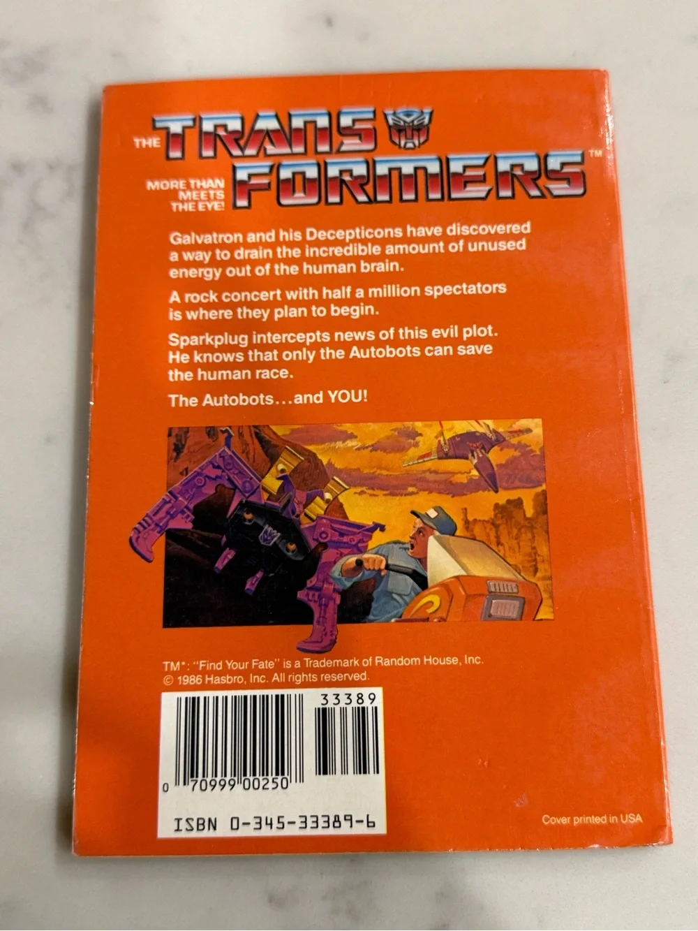 Vintage Book: The Transformers: Project Brain Drain Paperback - 1986